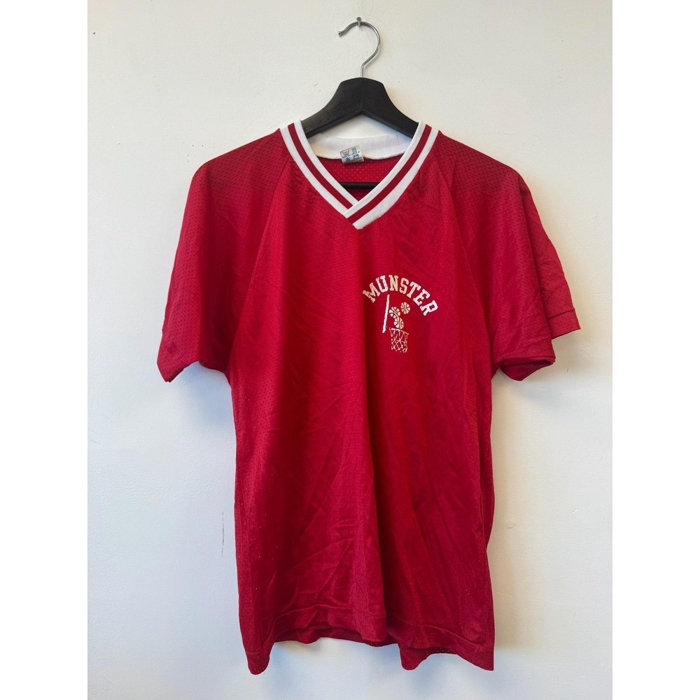 Vintage Champion Munster Basketball Shirt‎ Mens Medium Red Jersey Mesh 80s